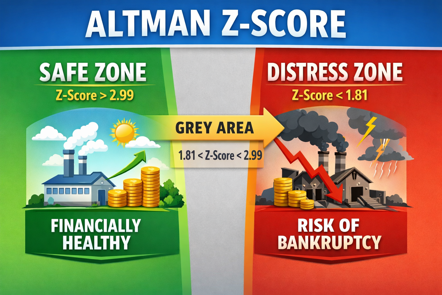 Altman Z-Score Safe and Distress Zones